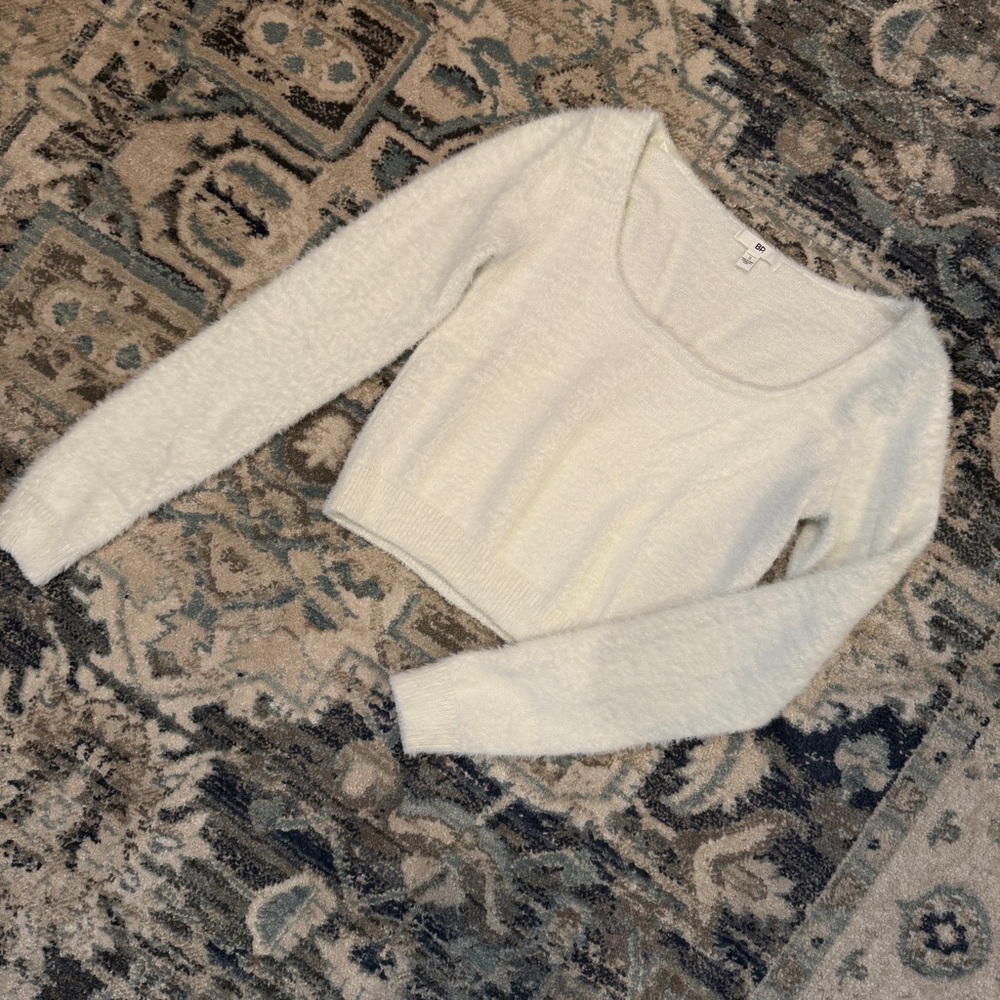 BP Fuzzy Scoop Neck Crop Sweater